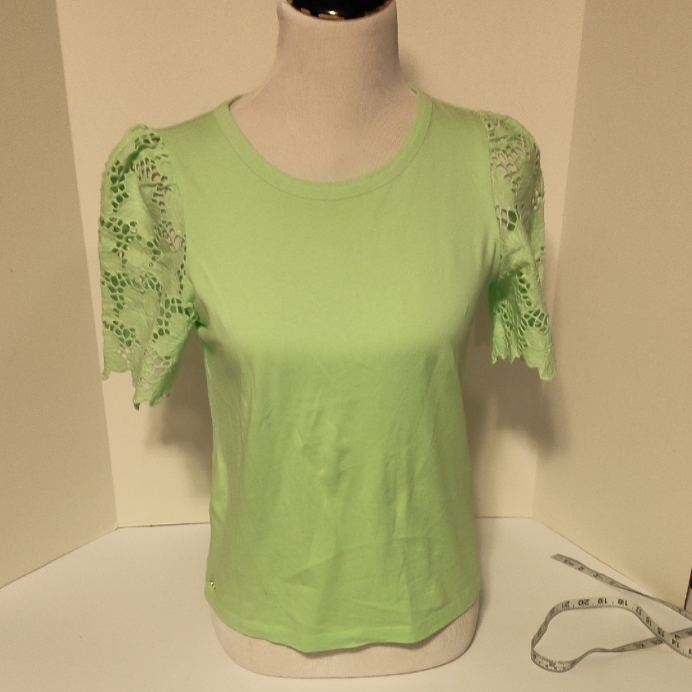Lilly Pulitzer Sebene Knit Top Cool Mint Green Large Eyelet Cotton Size Xsmall